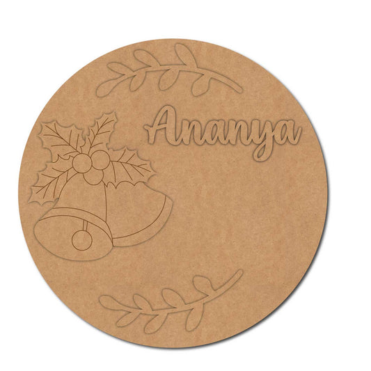 Christmas Theme Round Nameplate MDF Design 1