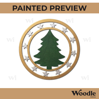 Christmas Tree Round Cutout MDF Design 1