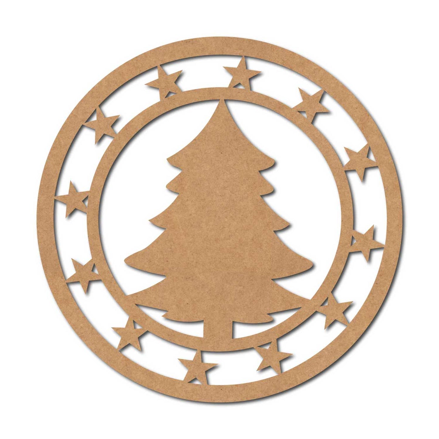 Christmas Tree Round Cutout MDF Design 1