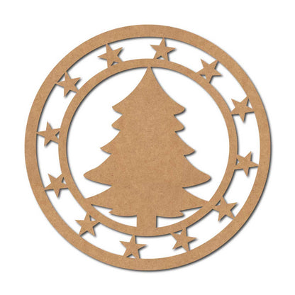 Christmas Tree Round Cutout MDF Design 1
