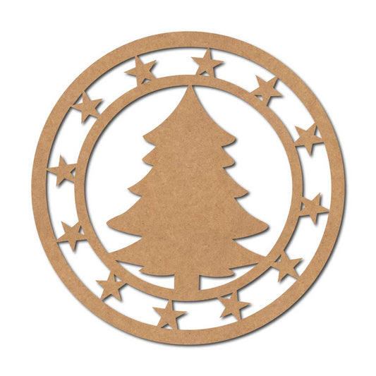 Christmas Tree Round Cutout MDF Design 1