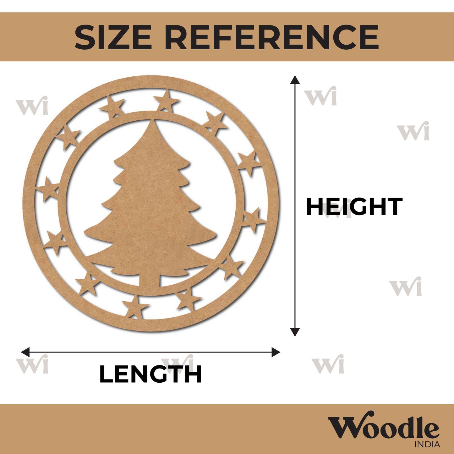 Christmas Tree Round Cutout MDF Design 1