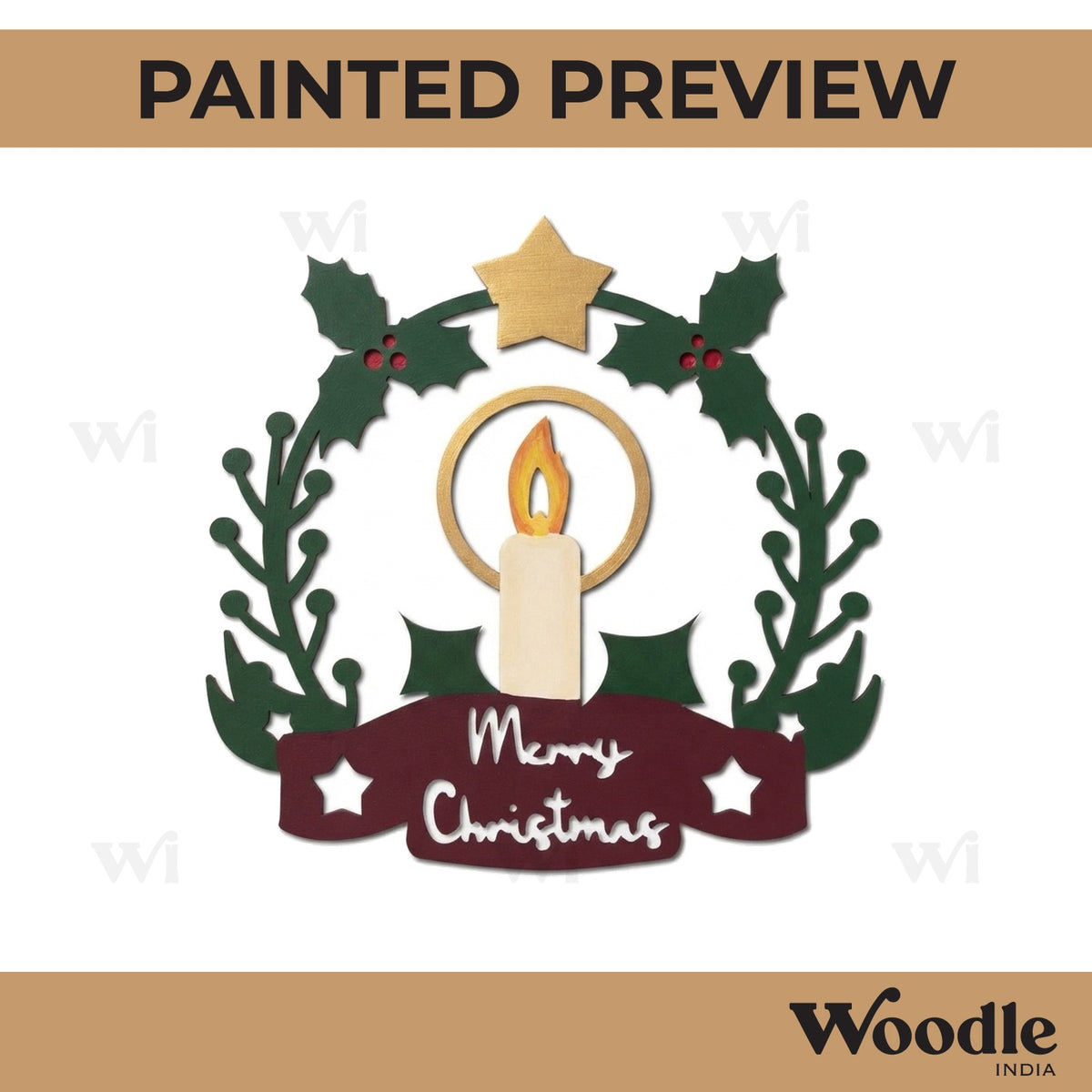 Christmas Wreath Cutout MDF Design 7