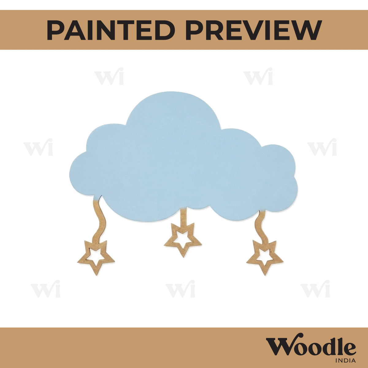 Cloud Stars Cutout MDF Design 1