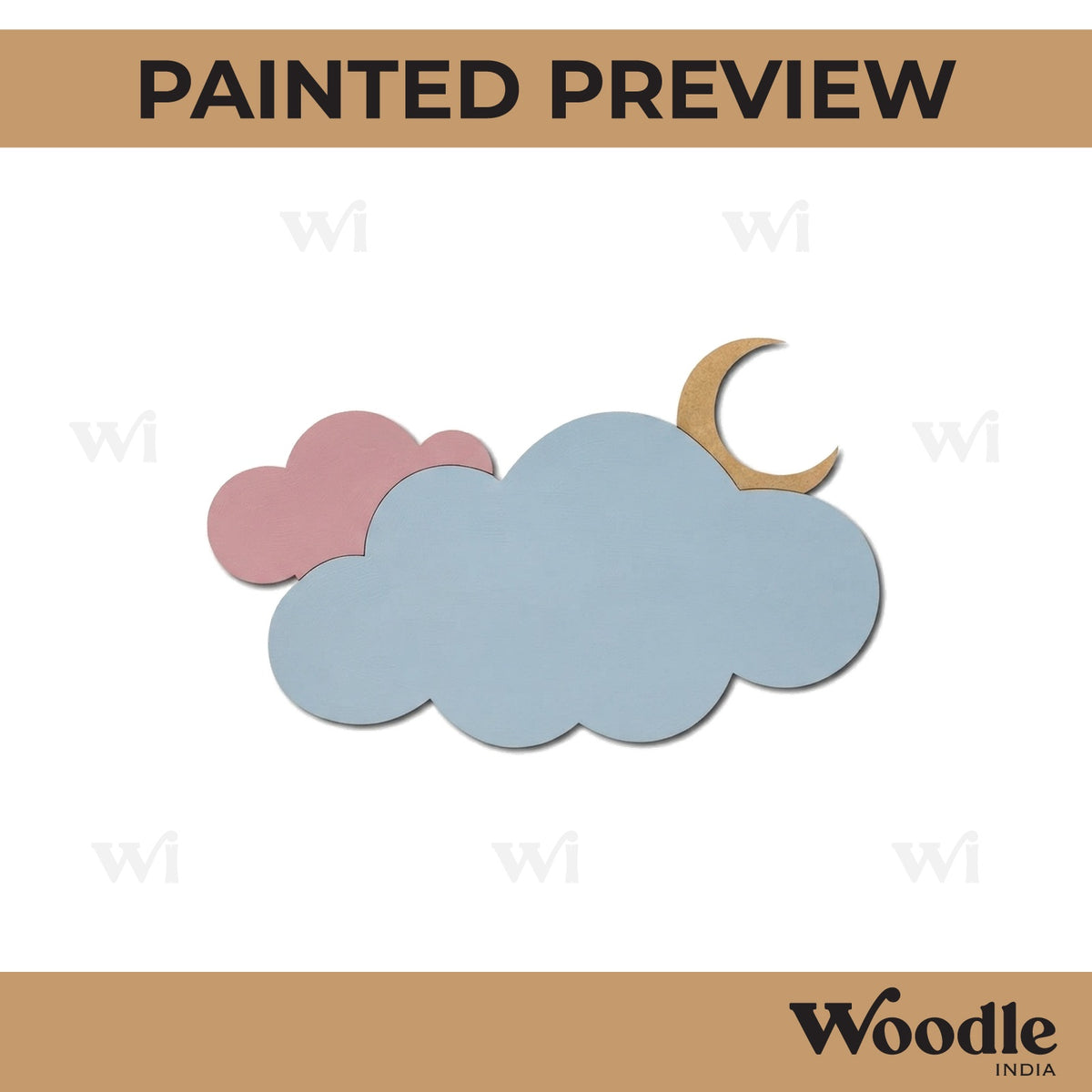 Clouds Moon Pre Marked MDF Design 1