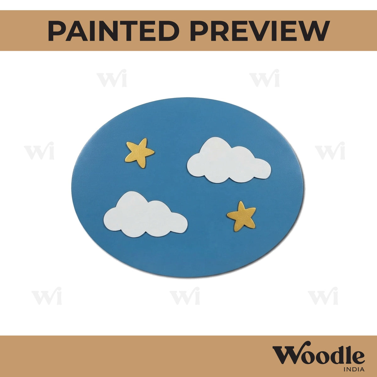 Clouds Stars Pre Marked Oval MDF Design 1