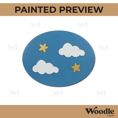 Clouds Stars Pre Marked Oval MDF Design 1