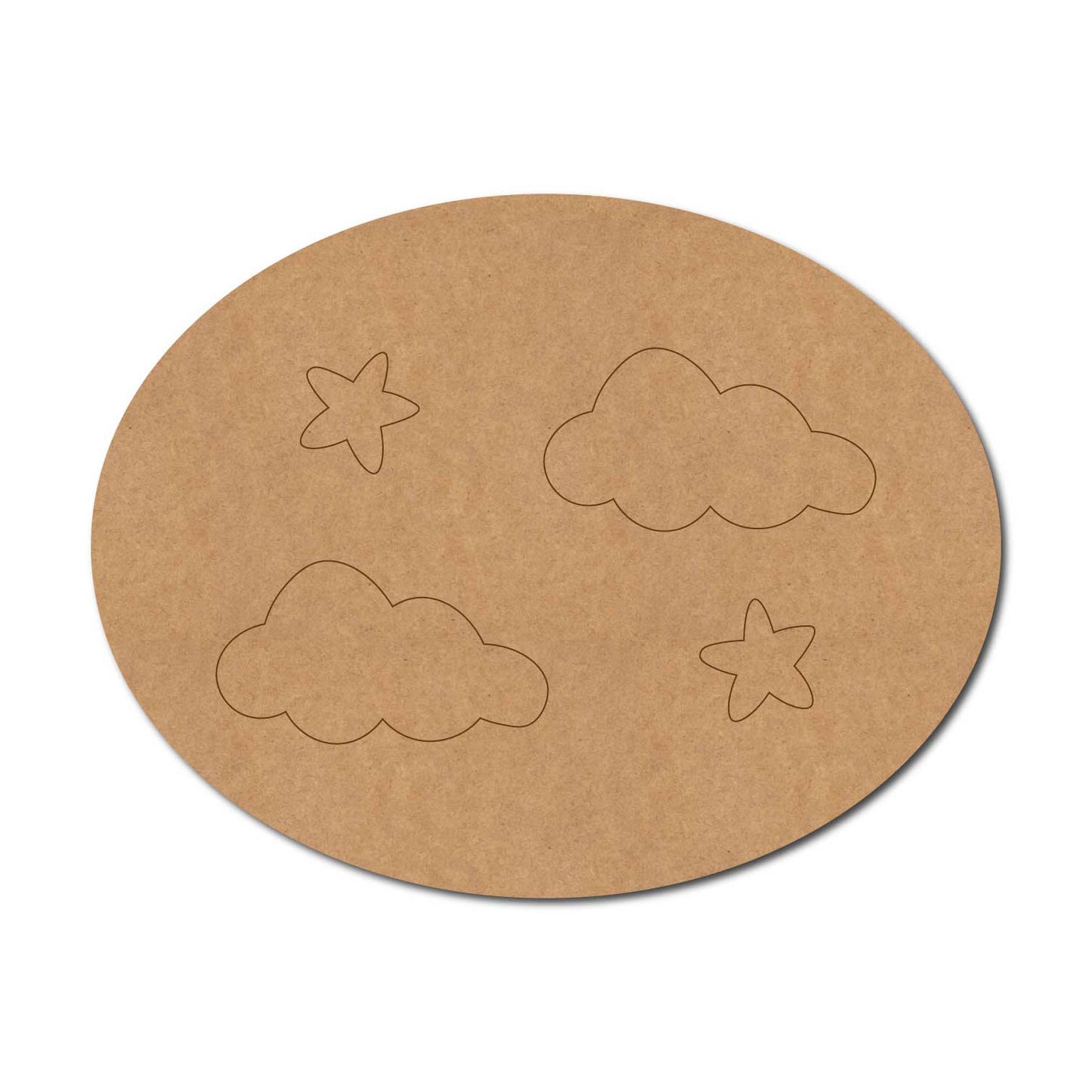 Clouds Stars Pre Marked Oval MDF Design 1