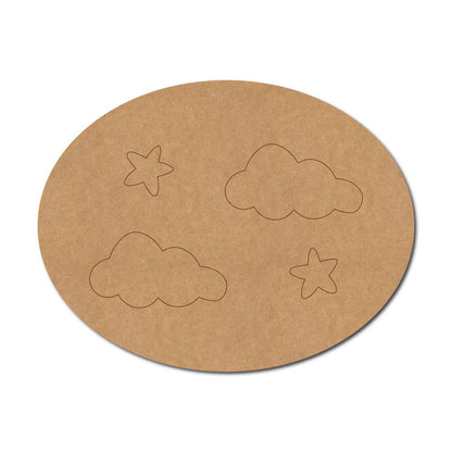 Clouds Stars Pre Marked Oval MDF Design 1