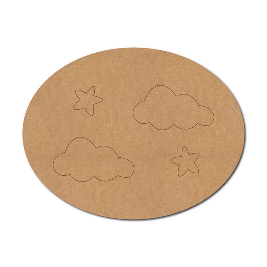 Clouds Stars Pre Marked Oval MDF Design 1