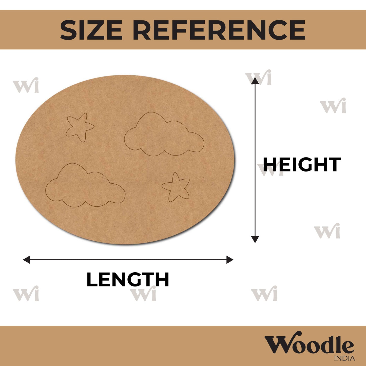 Clouds Stars Pre Marked Oval MDF Design 1