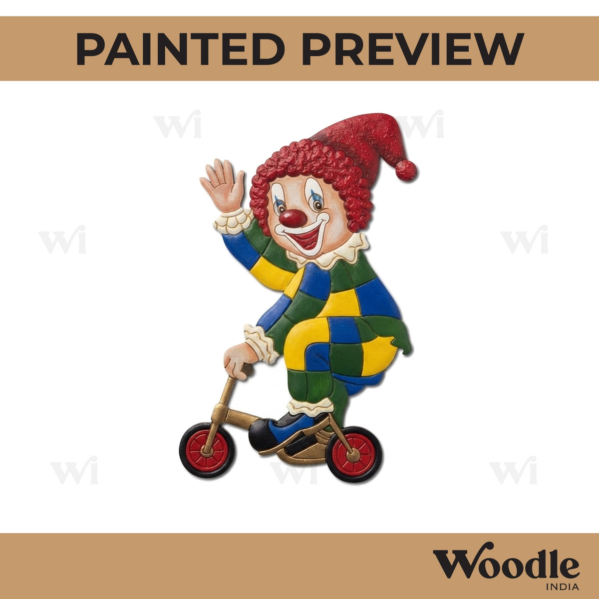 Clown On Bicycle Pre Marked MDF Design 1