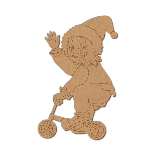 Clown On Bicycle Pre Marked MDF Design 1