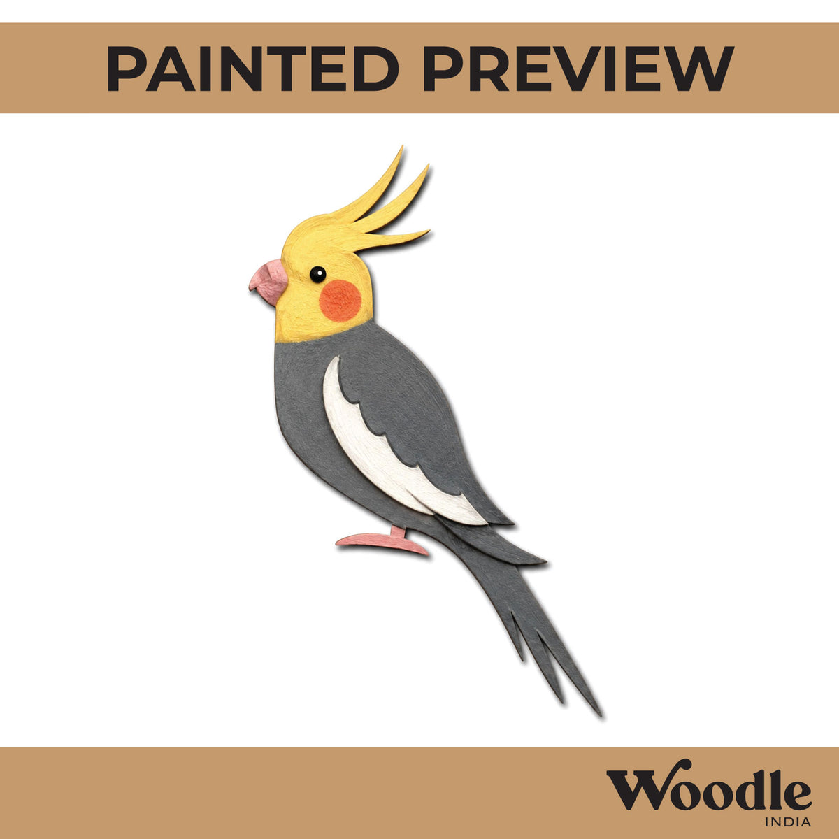 Cockatiel Bird Cutout MDF Design 1