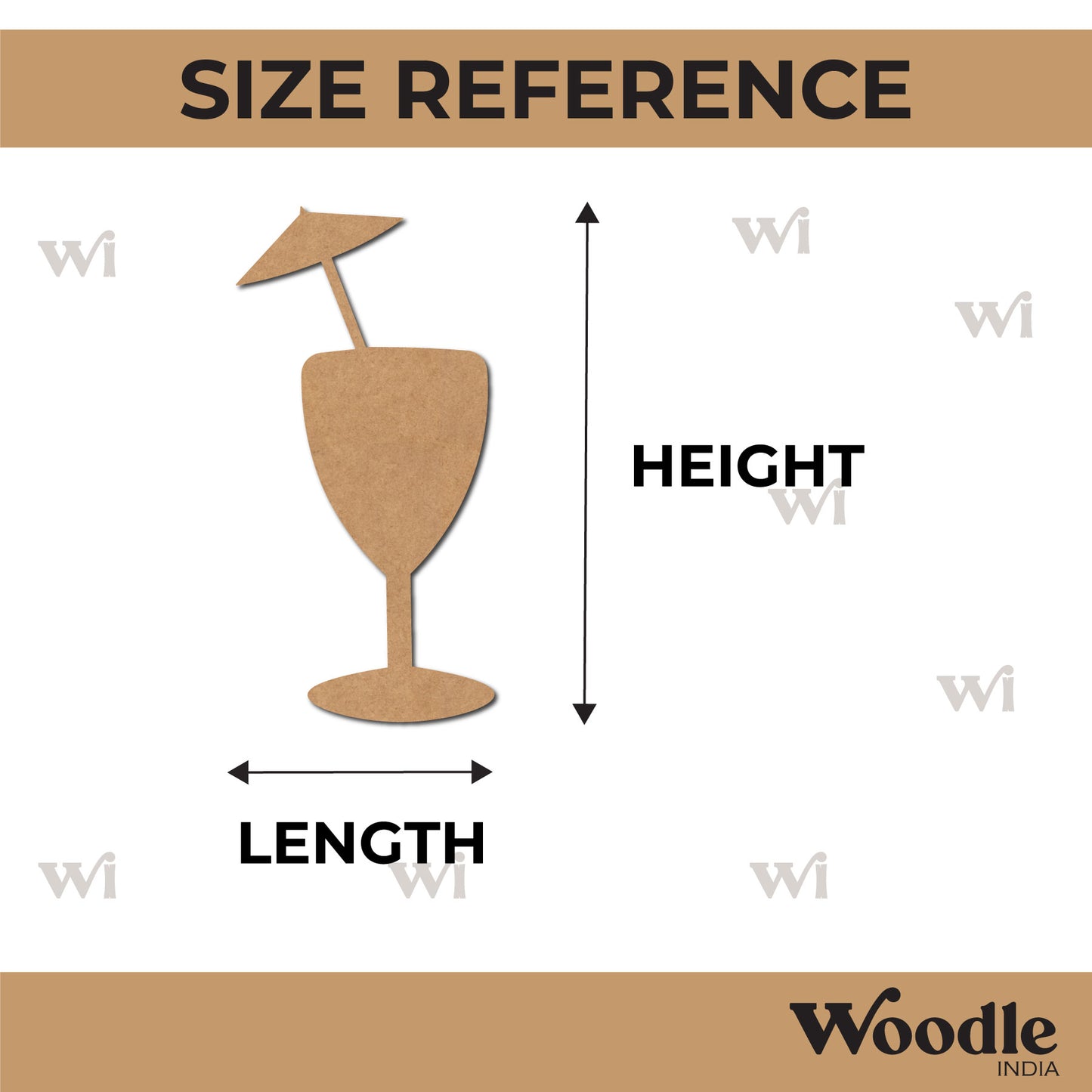 Cocktail Glass Cutout MDF Design 1