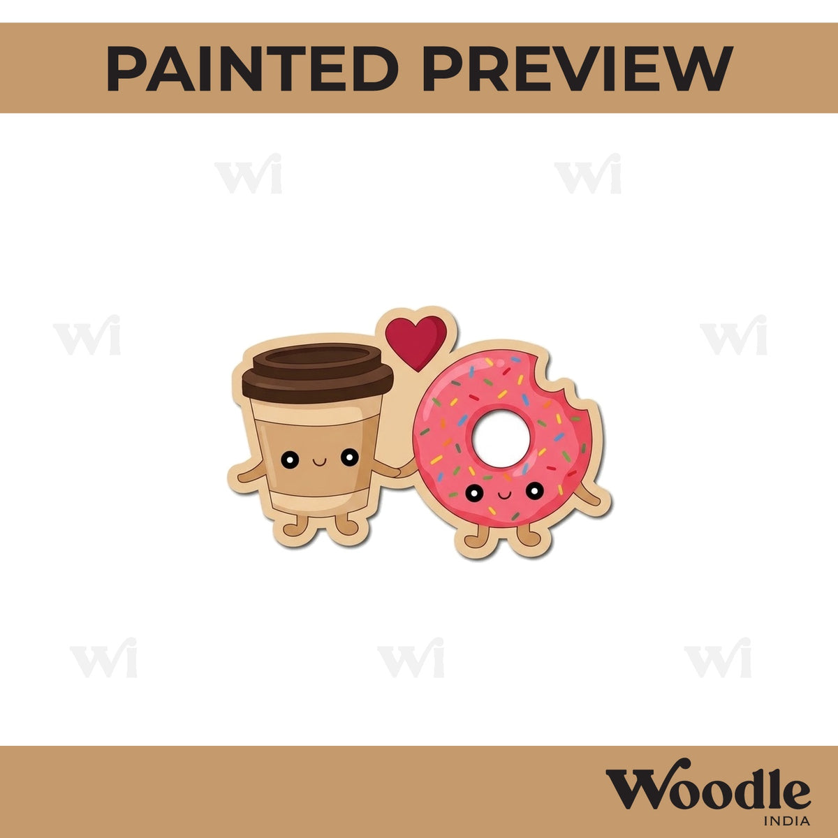 Coffee And Donut Kawaii Pre Marked MDF Design 1
