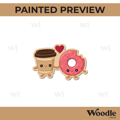 Coffee And Donut Kawaii Pre Marked MDF Design 1