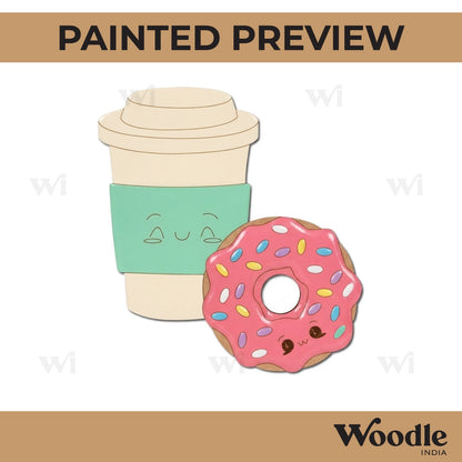 Coffee Cup And Donut Pre Marked MDF Design 1
