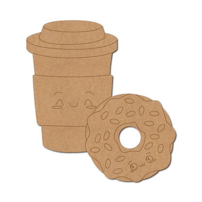 Coffee Cup And Donut Pre Marked MDF Design 1