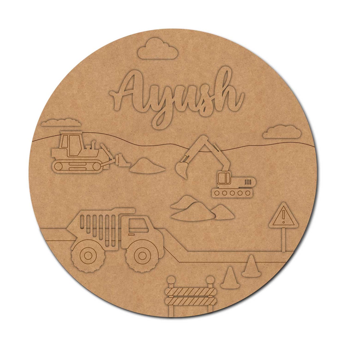 Construction Themed Nameplate MDF Design 2
