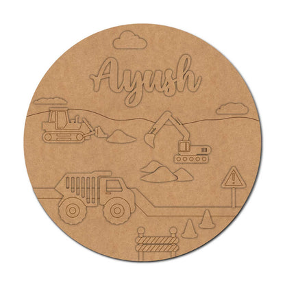 Construction Themed Nameplate MDF Design 2