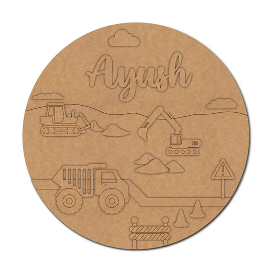 Construction Themed Nameplate MDF Design 2