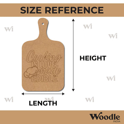 Cooking Is Love Made Edible Pre Marked Chopping Board MDF Design 1