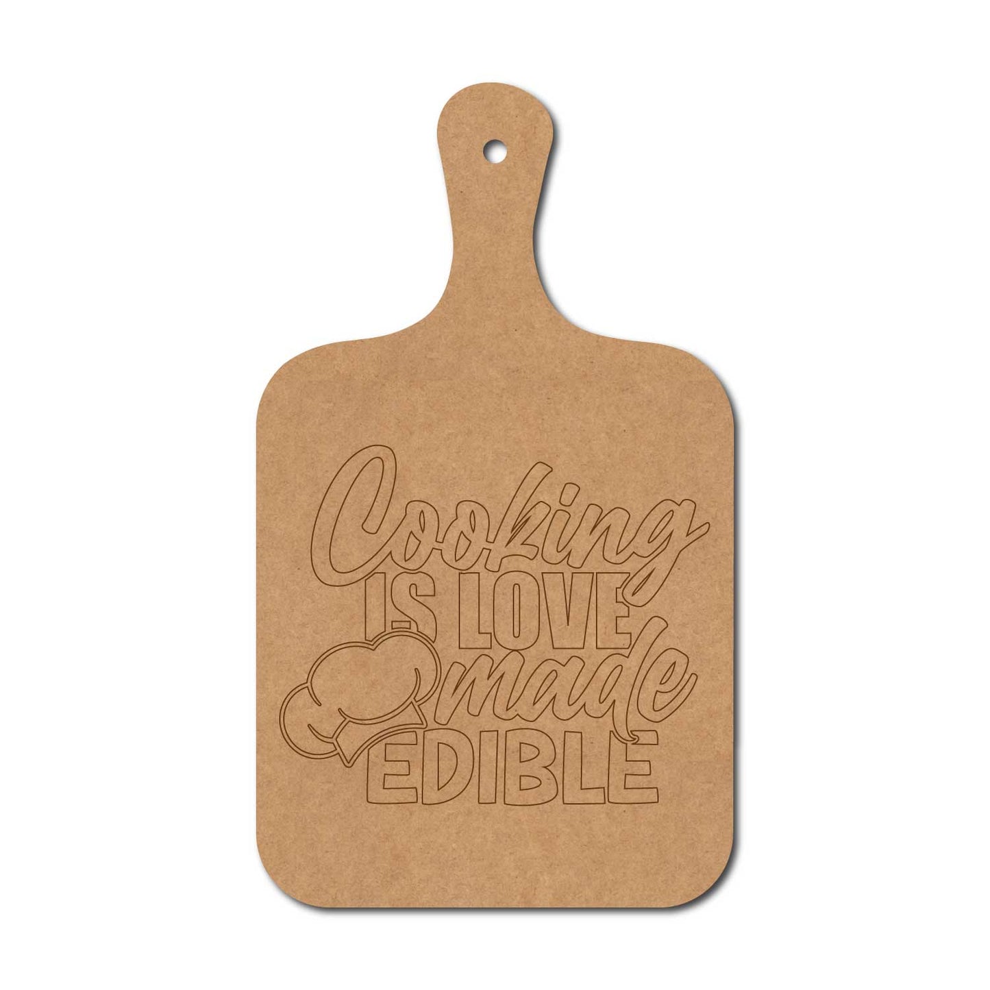 Cooking Is Love Made Edible Pre Marked Chopping Board MDF Design 1