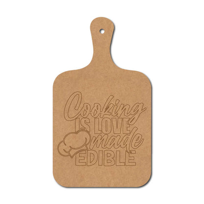 Cooking Is Love Made Edible Pre Marked Chopping Board MDF Design 1