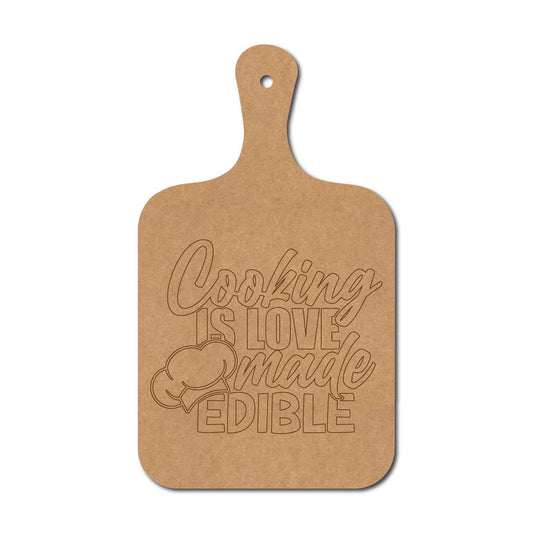 Cooking Is Love Made Edible Pre Marked Chopping Board MDF Design 1