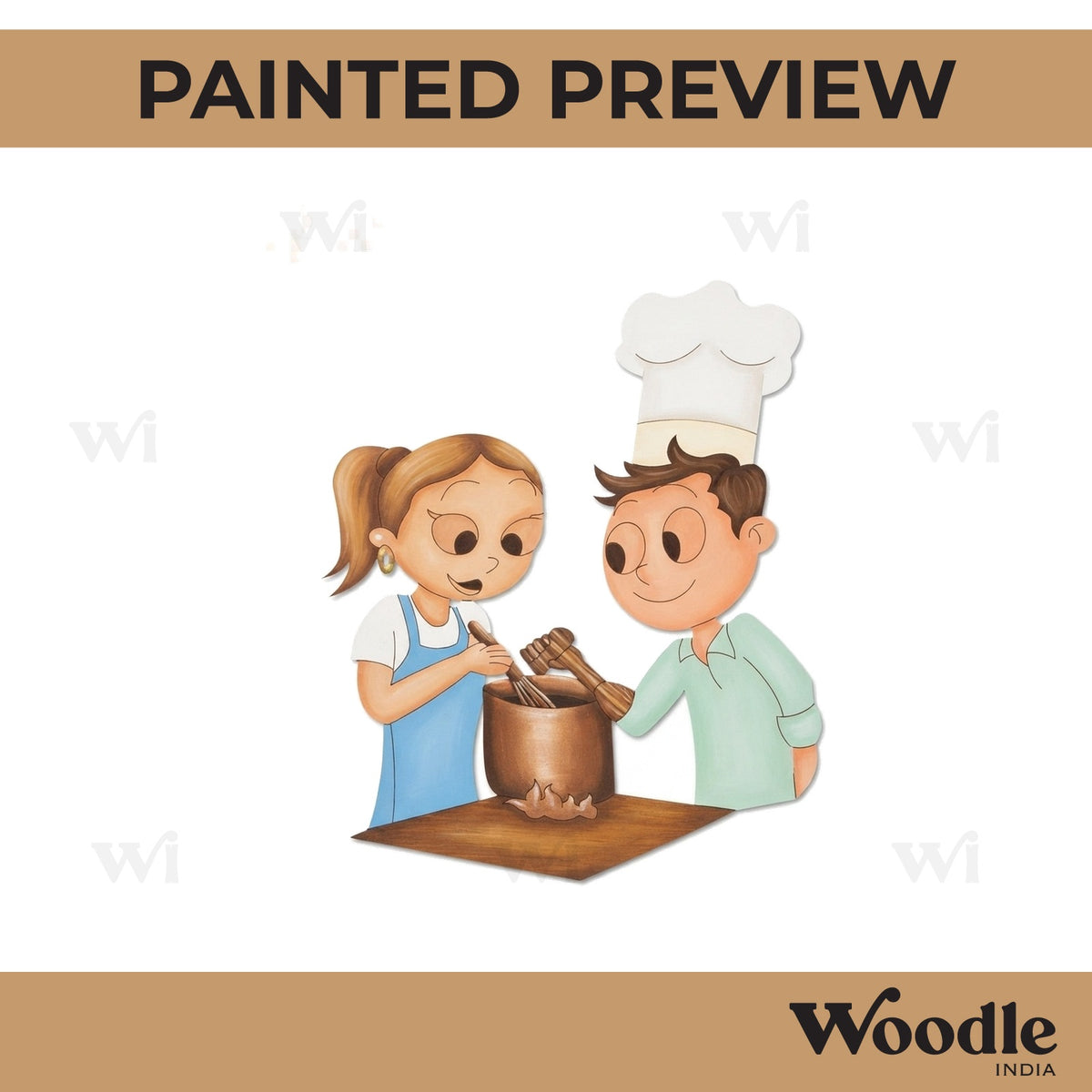 Couple Cooking Pre Marked MDF Design 1