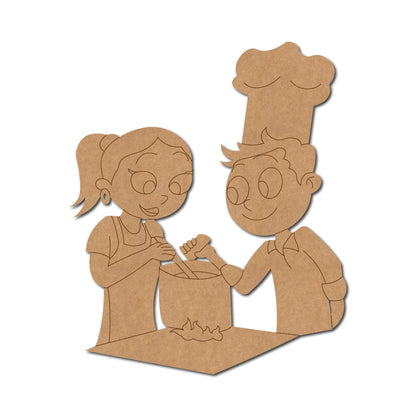 Couple Cooking Pre Marked MDF Design 1