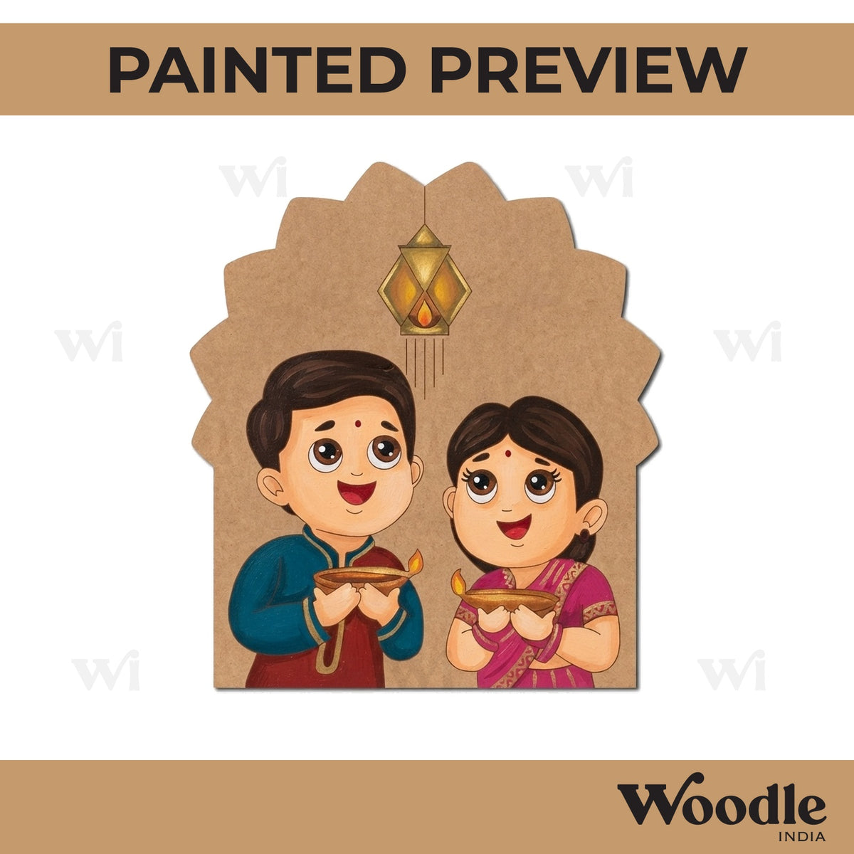 Couple Diwali Pre Marked Base MDF Design 1