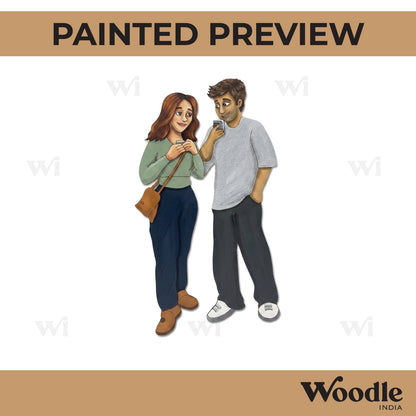 Couple Having Chai Pre Marked MDF Design 1