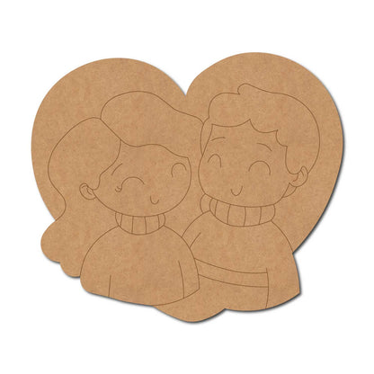 Couple Heart Pre Marked MDF Design 1
