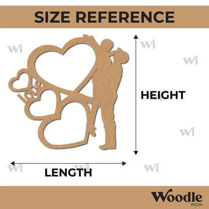 Couple Hearts Cutout MDF Design 1