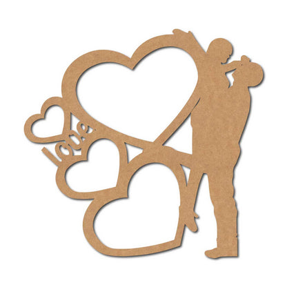 Couple Hearts Cutout MDF Design 1
