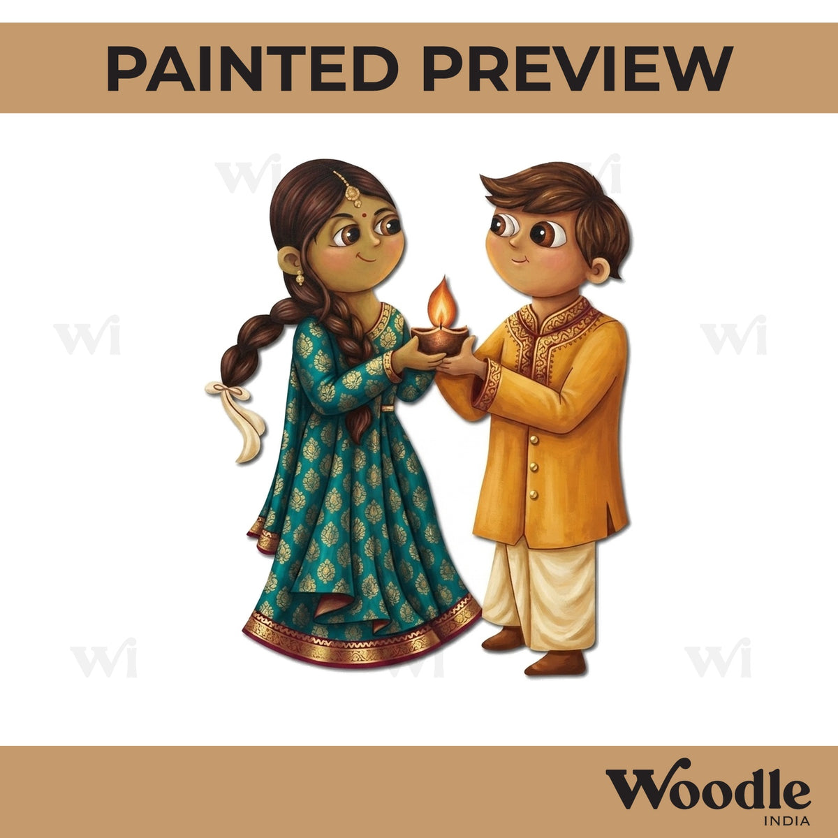Couple Holding Diya Pre Marked MDF Design 1