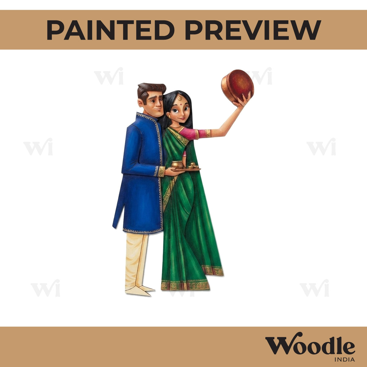 Couple Karwa Chauth Pre Marked MDF Design 1