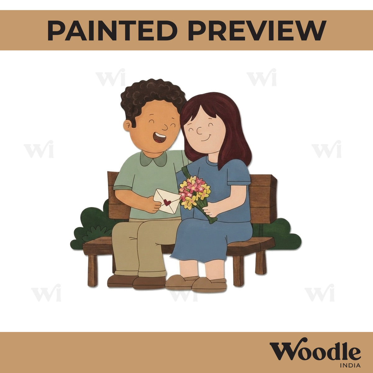 Couple On Bench Pre Marked MDF Design 1