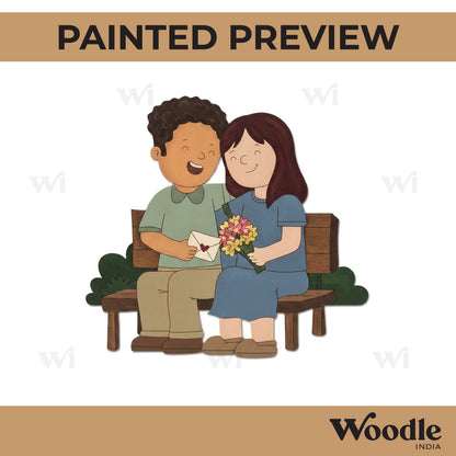 Couple On Bench Pre Marked MDF Design 1