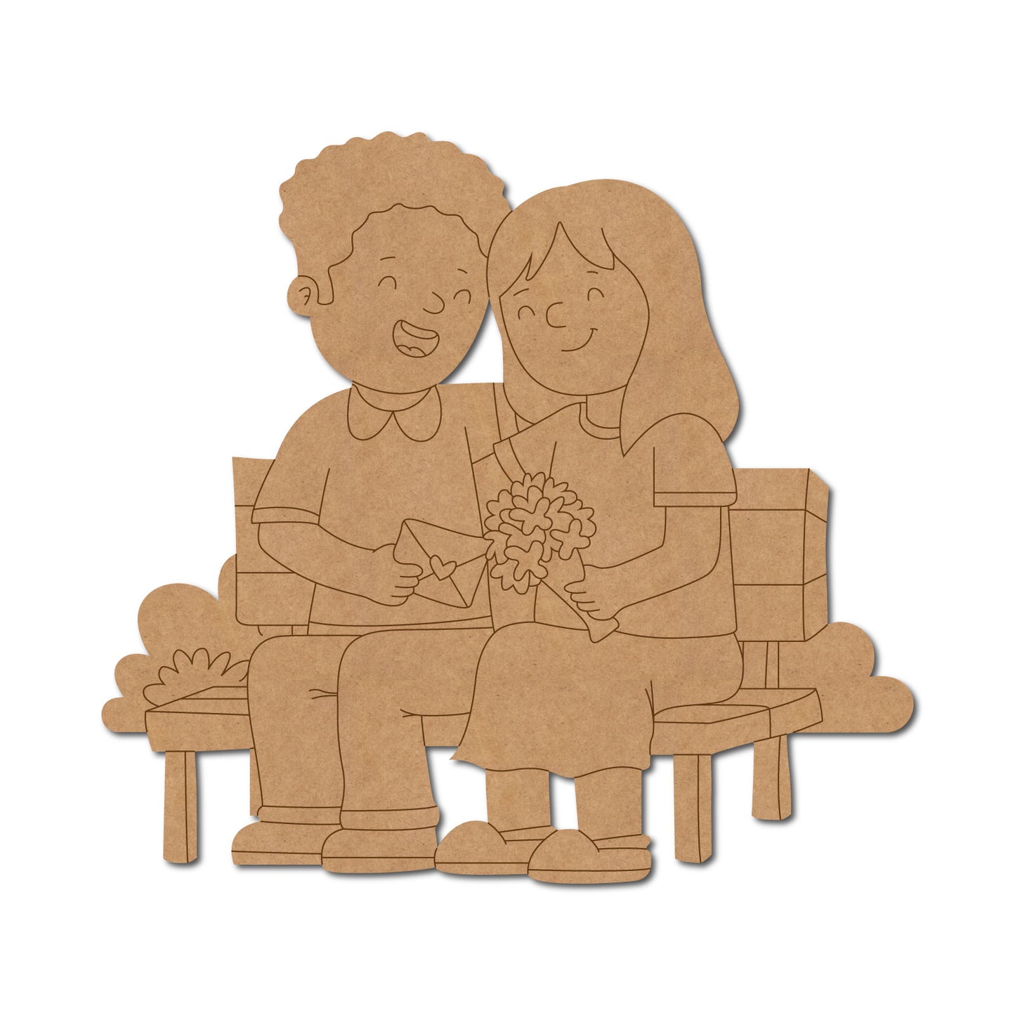 Couple On Bench Pre Marked MDF Design 1