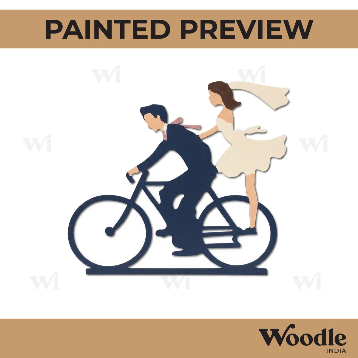 Couple On Bicycle Cutout MDF Design 1