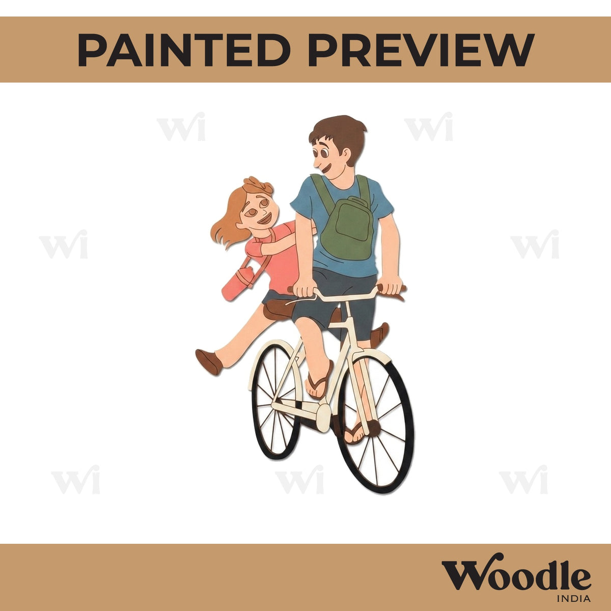 Couple On Bicycle Pre Marked MDF Design 1