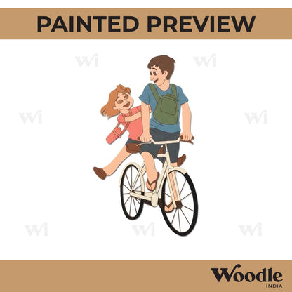 Couple On Bicycle Pre Marked MDF Design 1