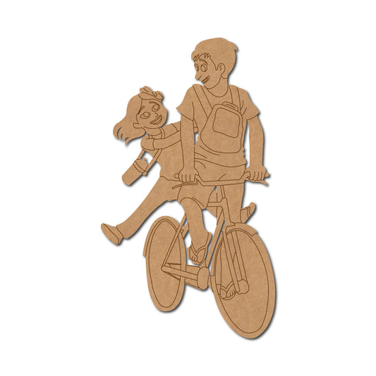 Couple On Bicycle Pre Marked MDF Design 1
