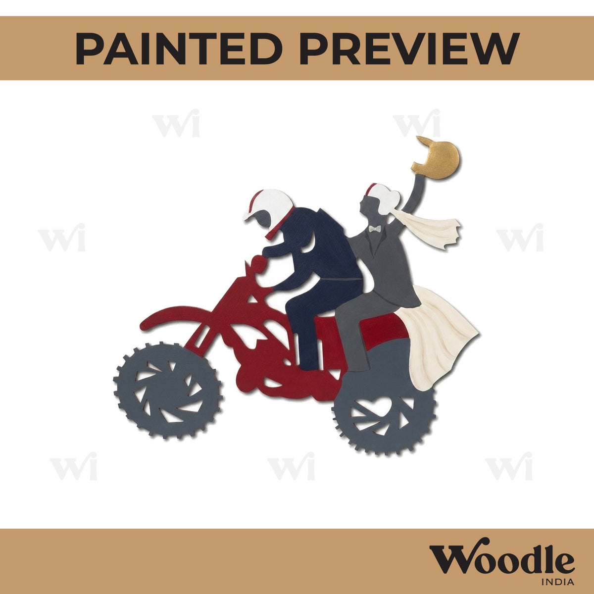Couple On Bike Cutout MDF Design 1