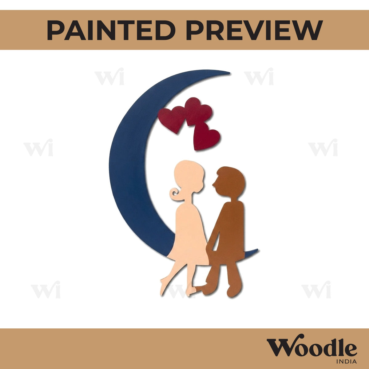 Couple On Moon Cutout MDF Design 1