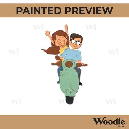 Couple On Scooter Pre Marked MDF Design 1