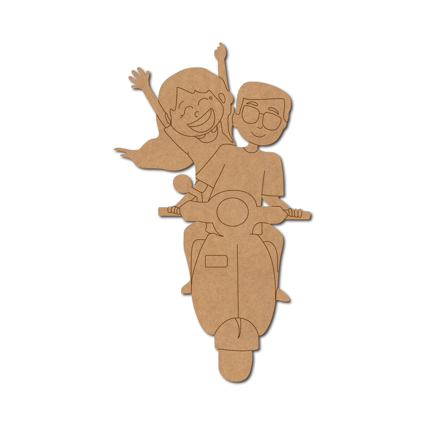 Couple On Scooter Pre Marked MDF Design 1